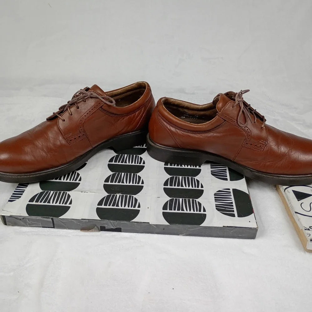Florsheim Comfortech Mens Brown Leather Derby‎ Shoes Lace Up Oxford 10W Tan